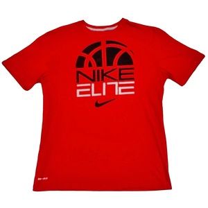 NIKE Elite Dri-FIT Men's Red Basketball Logo Athletic Short Sleeve T-Shirt - M